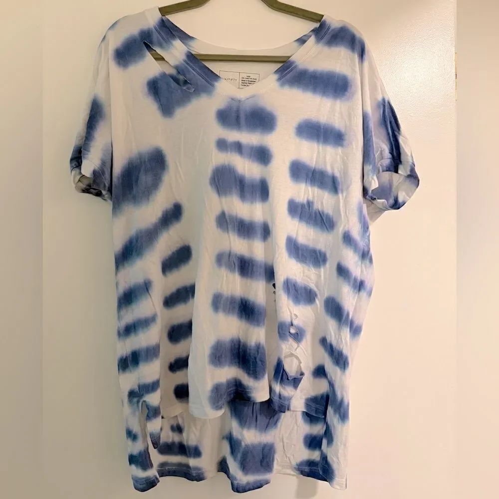 Blue Tie-Dye Women's Top, very soft, Size L